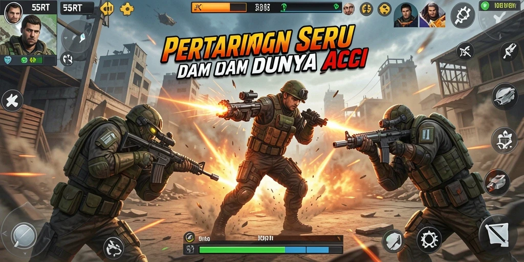 Tampilan gameplay Aksi 55RT yang mendebarkan dan penuh adrenalin.