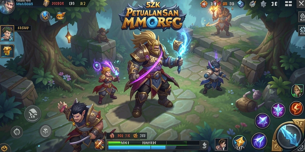 Screenshot gameplay 5ZK menunjukkan aksi mendebarkan dalam dunia MMORPG.