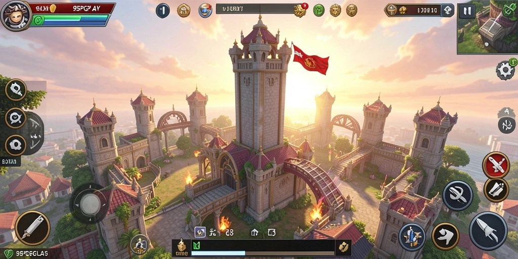 Tampilan gameplay 95PGPLAY yang menegangkan dalam mode Tower Defense.