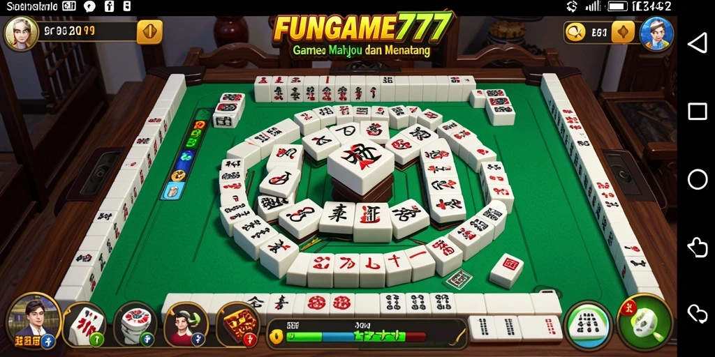 Tampilan gameplay menarik dari FUNGAME777 yang menunjukkan papan Mahjong.