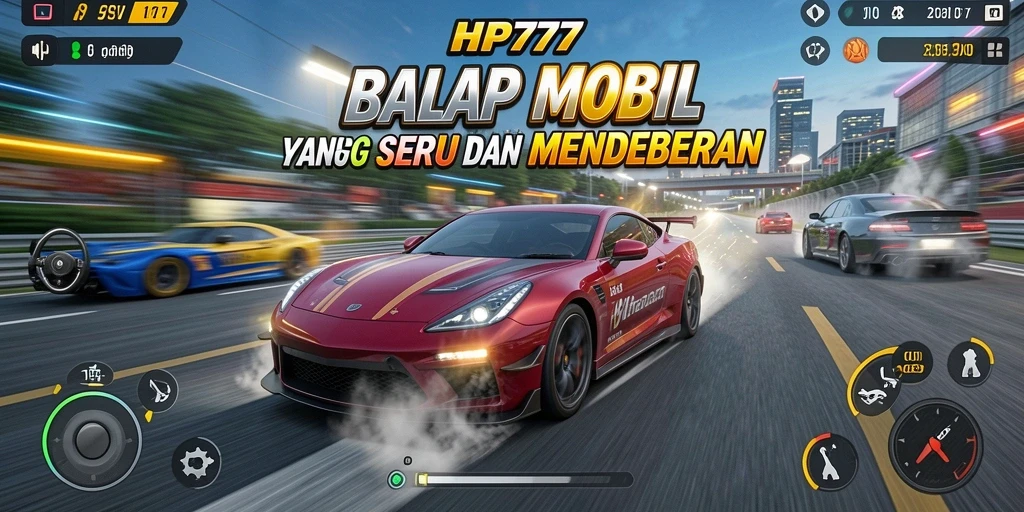 Screenshot gameplay HP777 menampilkan aksi balap seru di lintasan yang menantang.