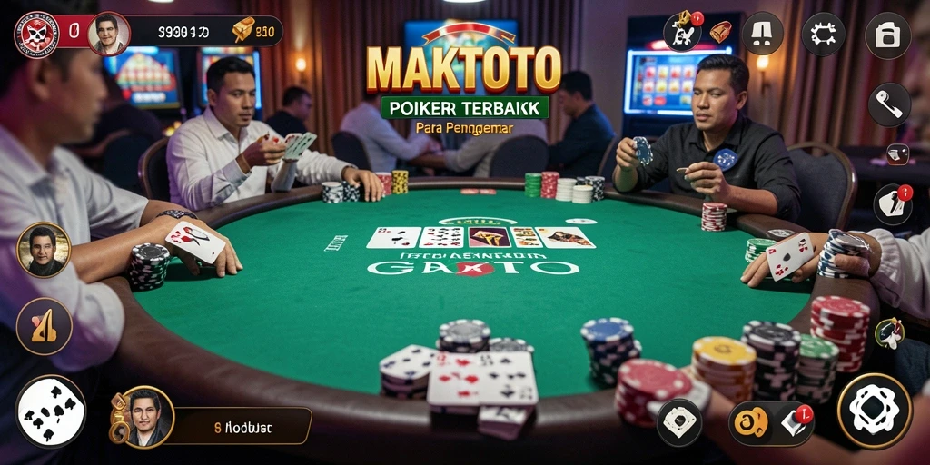 Tangkapan layar gameplay MAKTOTO menampilkan suasana poker yang seru.