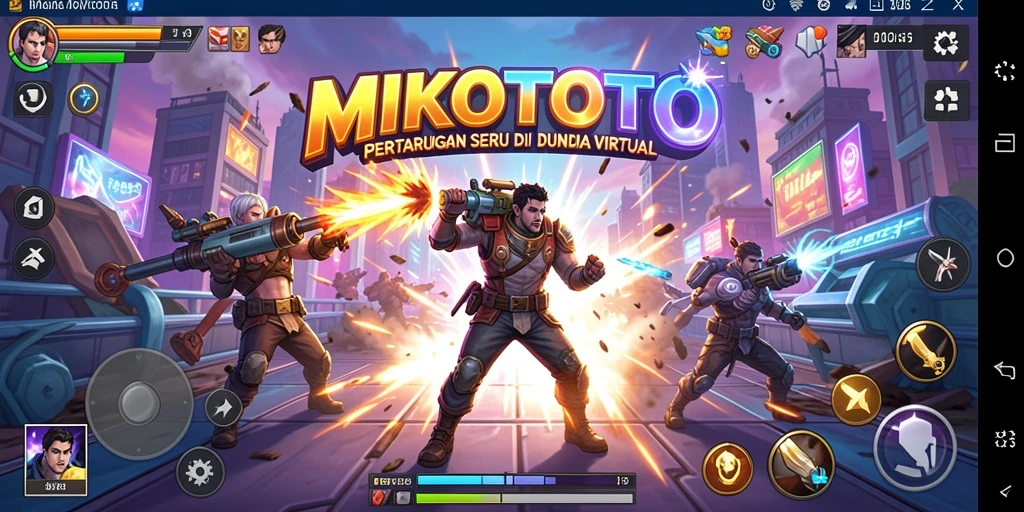 Screenshot gameplay MIKOTOTO saat pertarungan seru berlangsung.