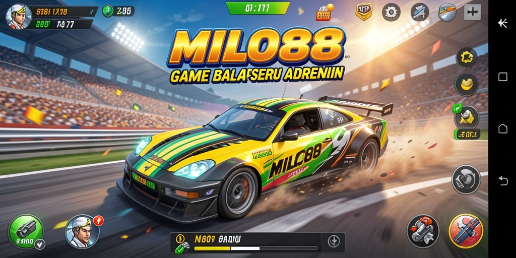 Tampilan balapan cepat dan penuh aksi dalam MILO88.