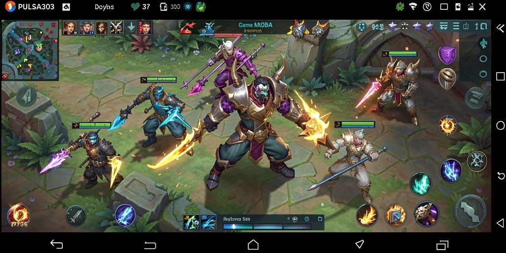Tampilan gameplay PULSA303 yang seru dengan aksi MOBA.