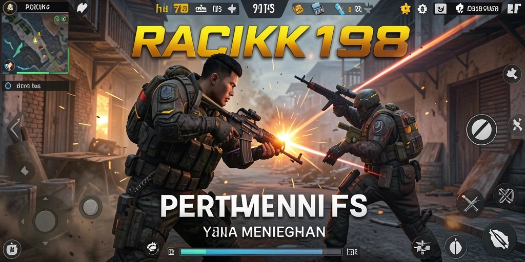 Tampilan gameplay yang menegangkan di RACIK198 dengan aksi tembak-tembakan.