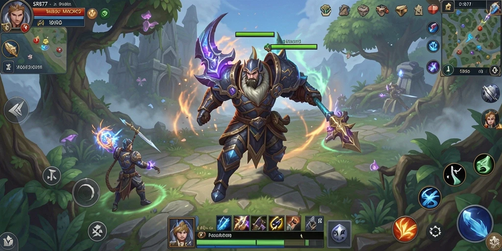Tangkapan layar gameplay SR877 dengan battle seru dan karakter yang beragam.