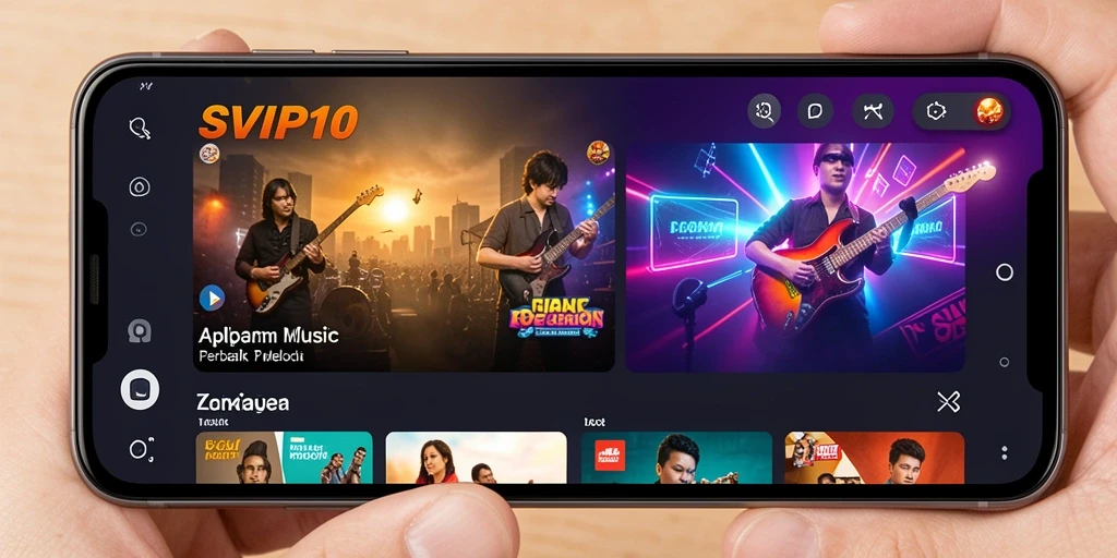 Tampilan seru dari gameplay SVIP10 saat menikmati musik.